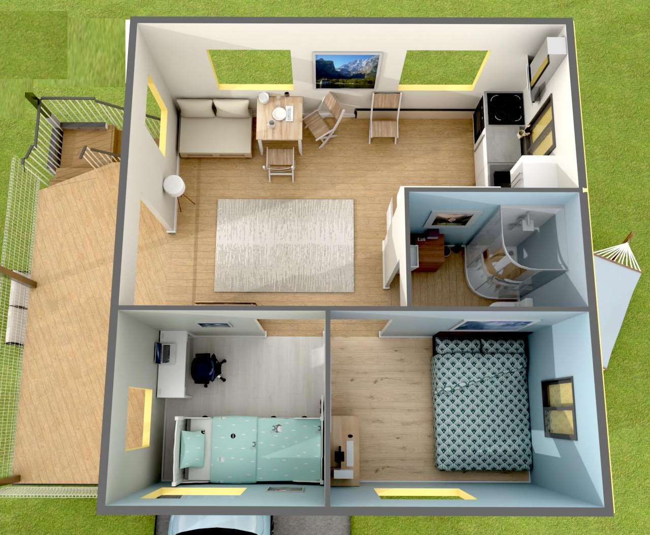 View of the ESCAPE house kit from above